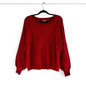 Vibrant Red‎ Crew Neck Knit Sweater